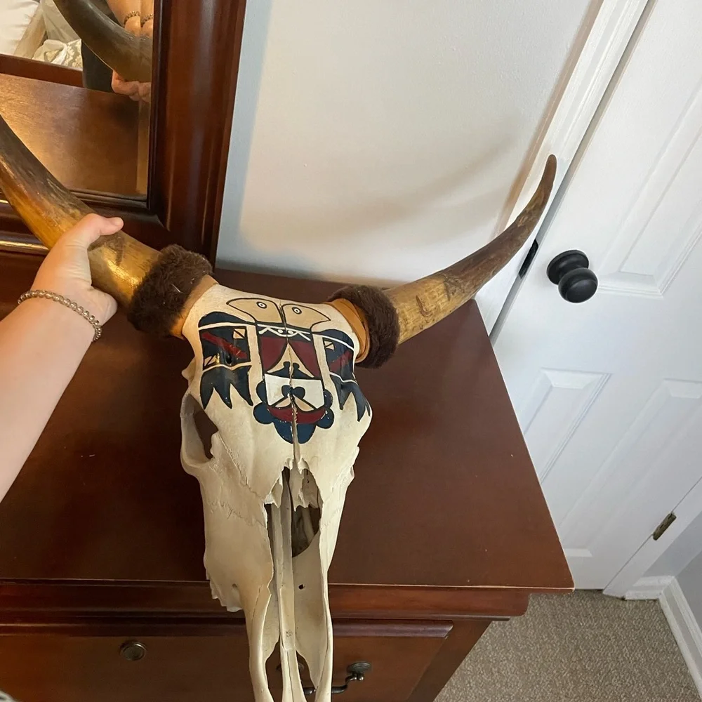 Hand-Painted Steer Skull